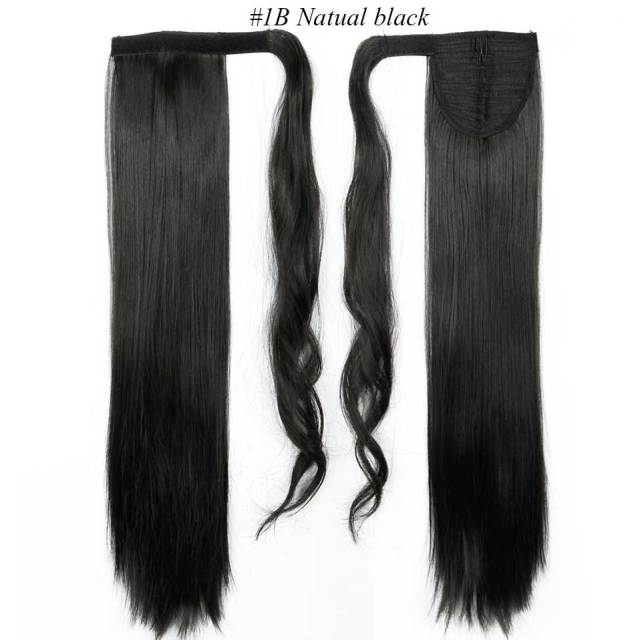 24'' long straight synthetic ponytail hair extensions natural black / 24inches