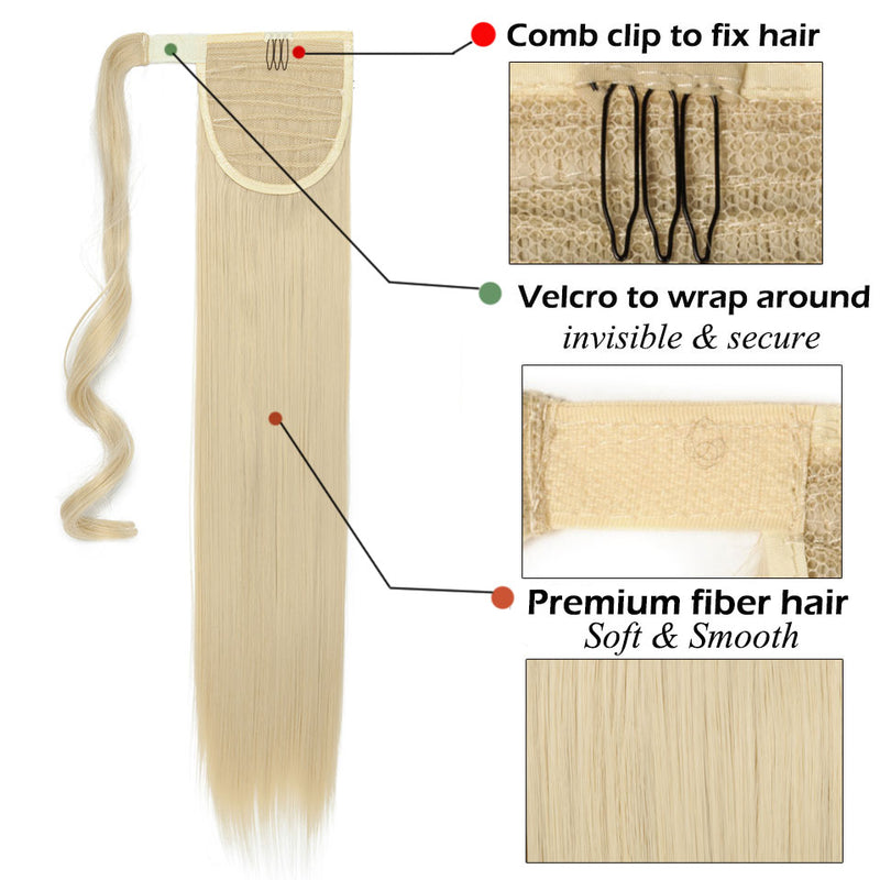 24'' long straight synthetic ponytail hair extensions