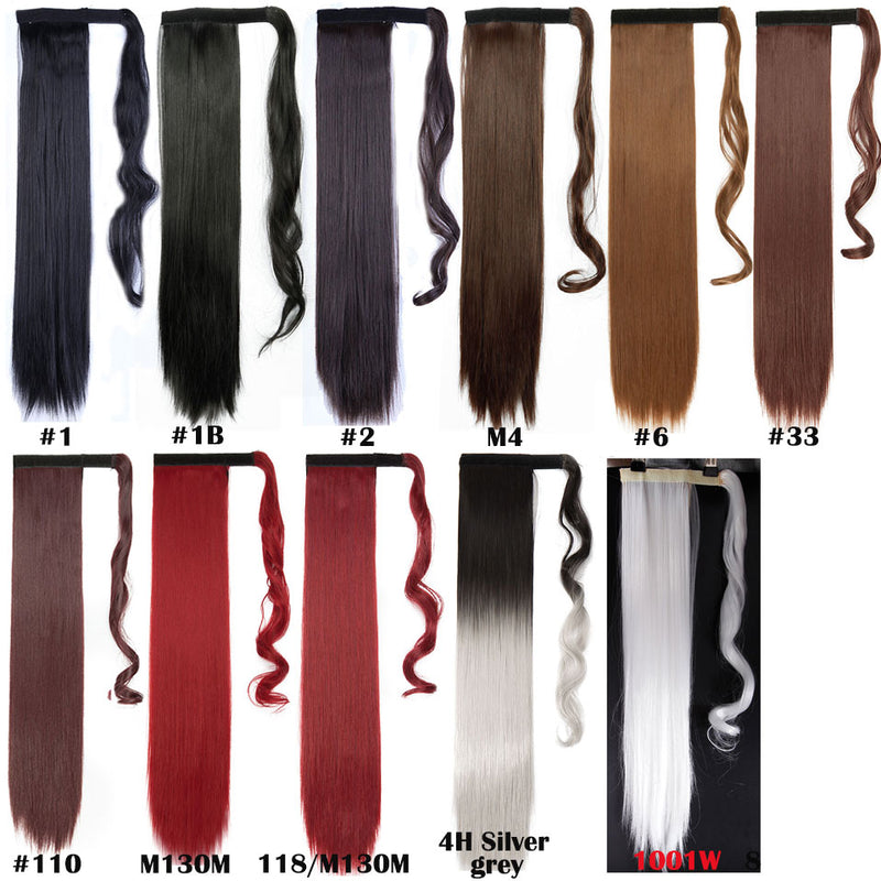 24'' long straight synthetic ponytail hair extensions