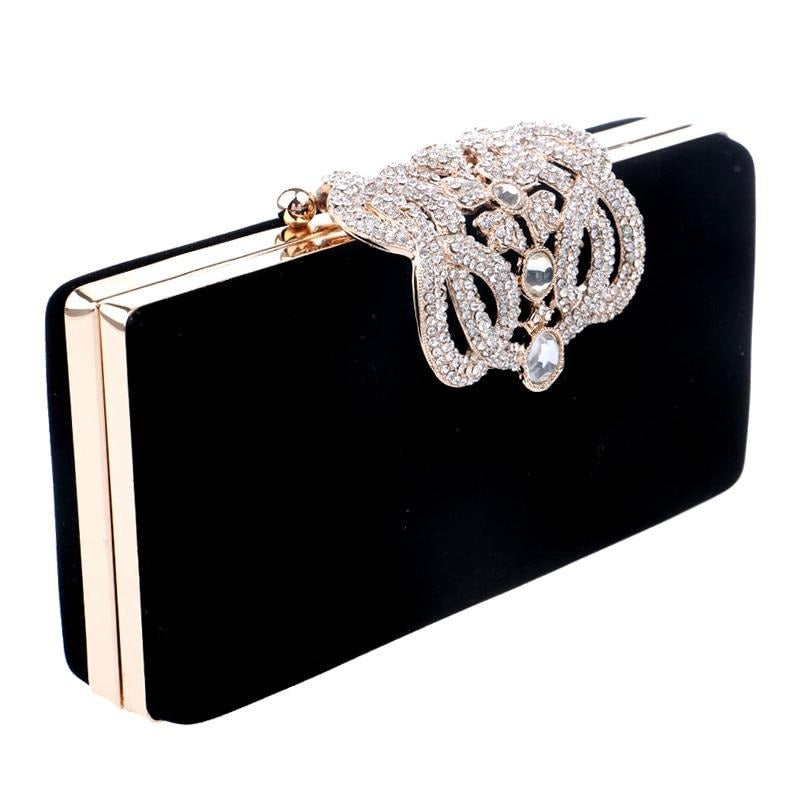 crown rhinestones evening purse