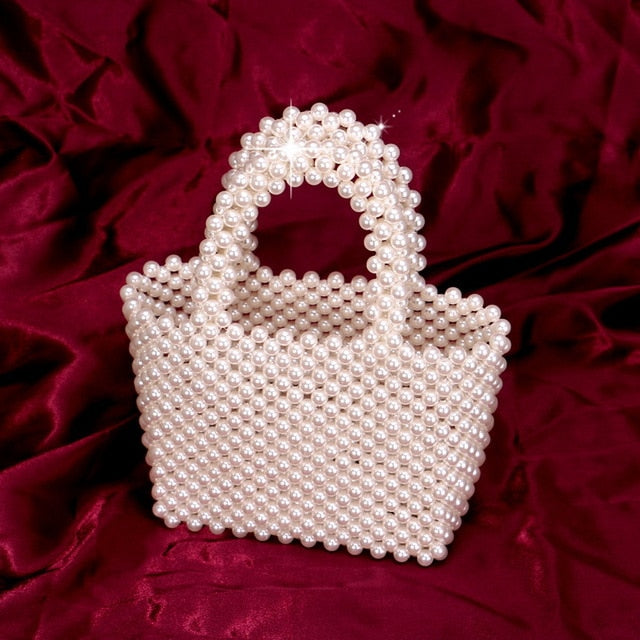 pearl beaded designer wedding bridal evening purse ym1981pearl white