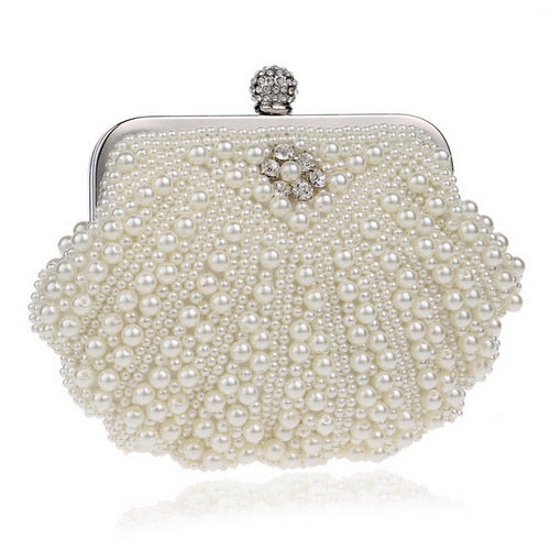 pearl beaded designer wedding bridal evening purse ym1004pearl white