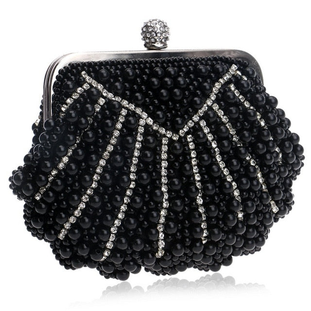 pearl beaded designer wedding bridal evening purse ym1112black