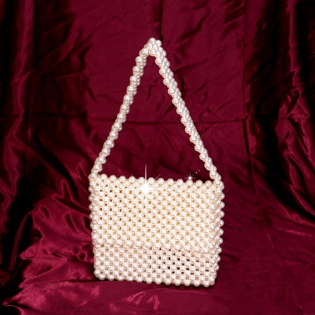 pearl beaded designer wedding bridal evening purse ym1980pearl white