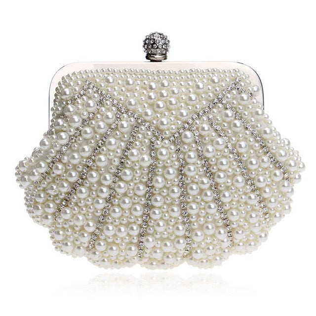 pearl beaded designer wedding bridal evening purse ym1112pearlwhite