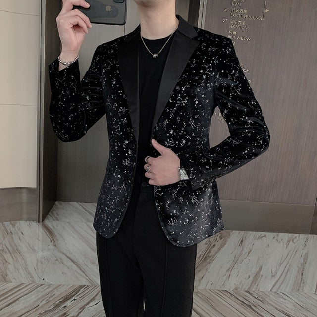 sequin design shiny men blazer