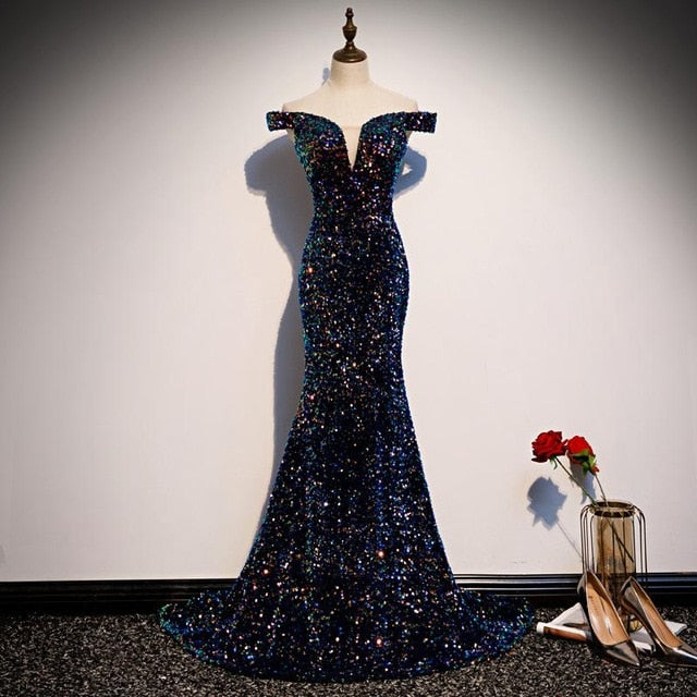 sexy sequins spaghetti strap formal party dress