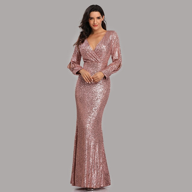 sexy v-neck mermaid evening dress