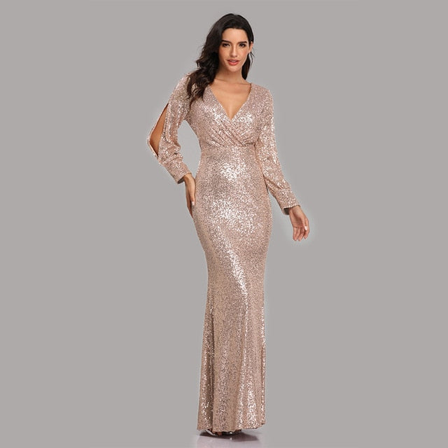 sexy v-neck mermaid evening dress