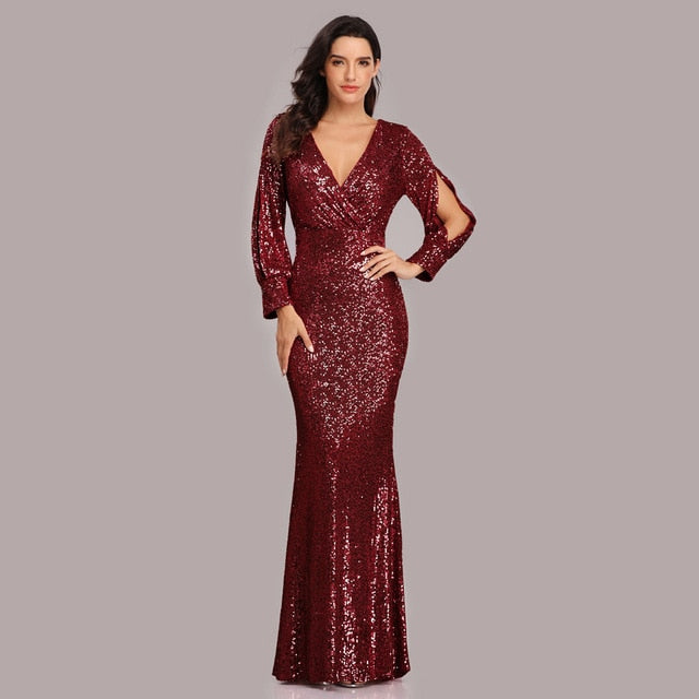 sexy v-neck mermaid evening dress