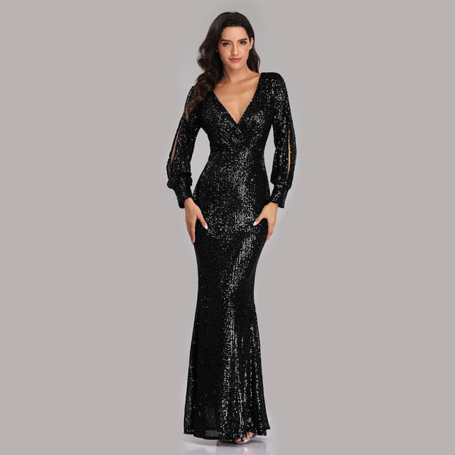 sexy v-neck mermaid evening dress