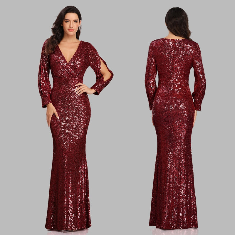 sexy v-neck mermaid evening dress