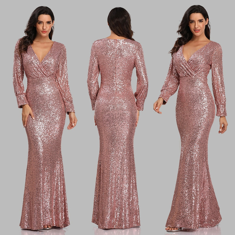 sexy v-neck mermaid evening dress