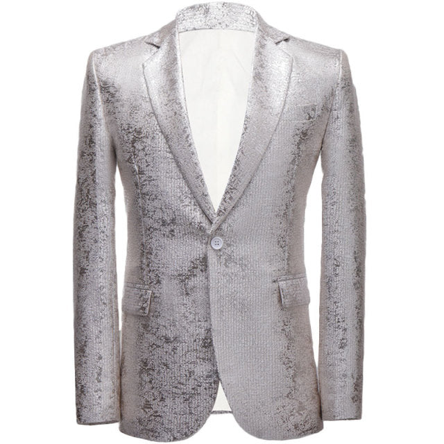 shiny gold metallic glitter suit jacket men brand new one button peak lapel mens blazers wedding party stage costume