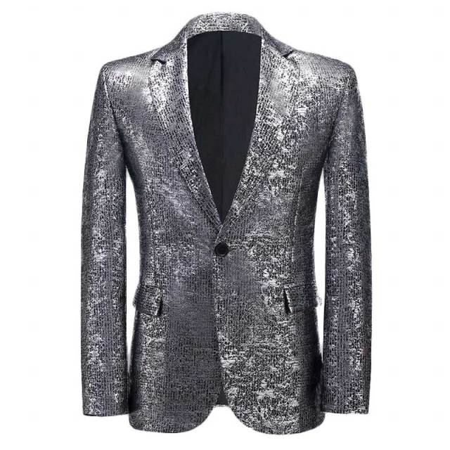 shiny gold metallic glitter suit jacket men brand new one button peak lapel mens blazers wedding party stage costume