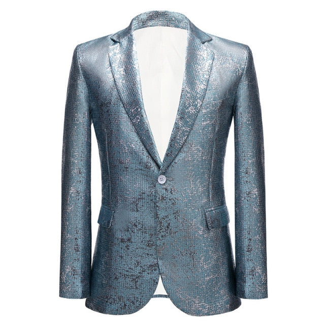 shiny gold metallic glitter suit jacket men brand new one button peak lapel mens blazers wedding party stage costume