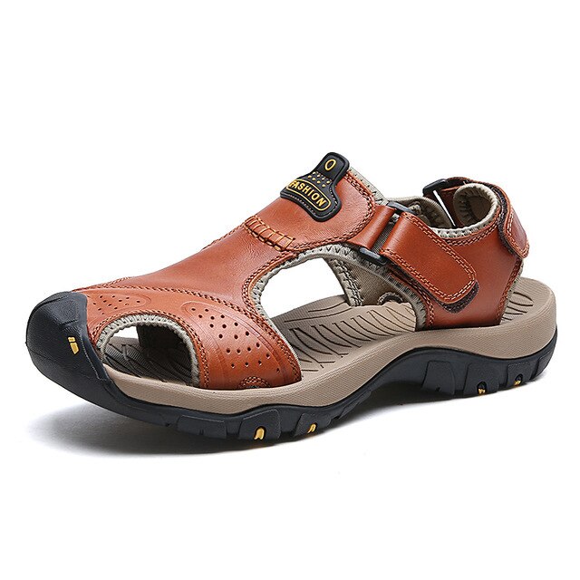 summer outdoor men sandals breathable genuine leather