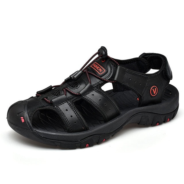 summer outdoor men sandals breathable genuine leather