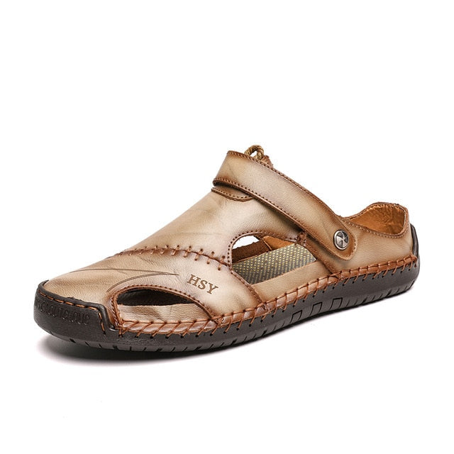 summer outdoor men sandals breathable genuine leather