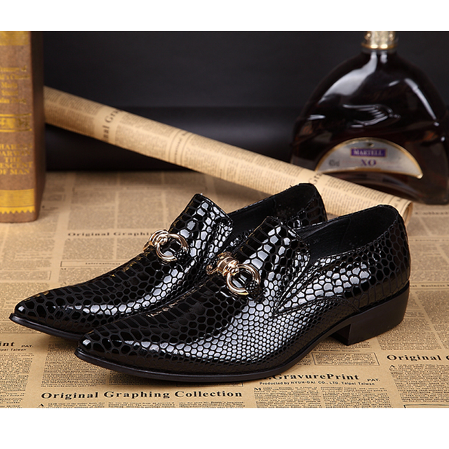 elegant pointed toe leather men shoes