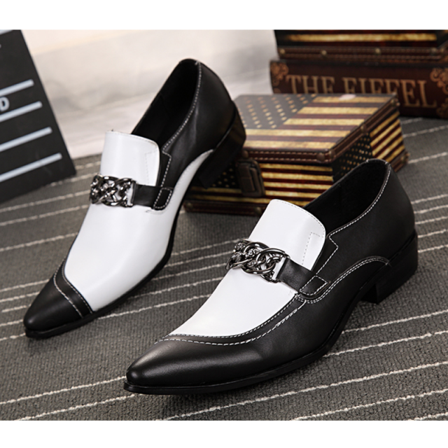 elegant pointed toe leather men shoes