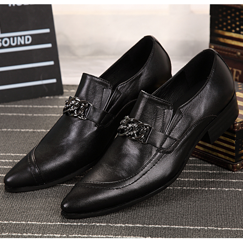 elegant pointed toe leather men shoes