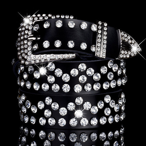luxury elegant diamond leather belt vintage female 10 / 110cm