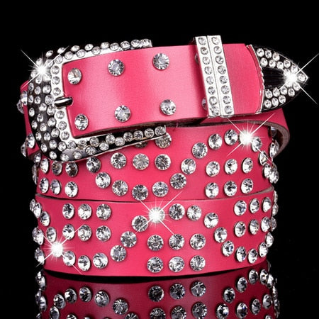 luxury elegant diamond leather belt vintage female 7 / 110cm