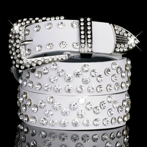 luxury elegant diamond leather belt vintage female 9 / 110cm