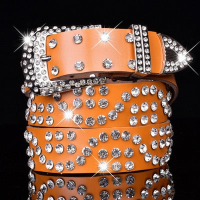luxury elegant diamond leather belt vintage female 6 / 110cm