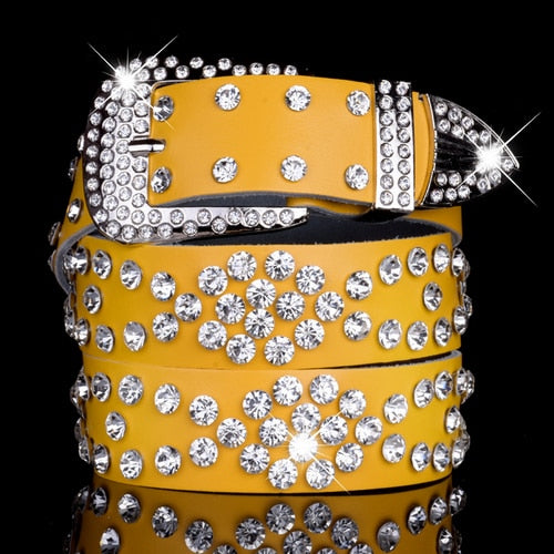 luxury elegant diamond leather belt vintage female 14 / 110cm