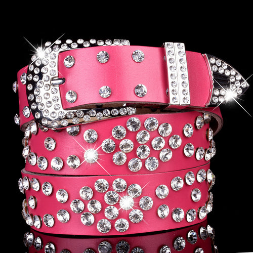 luxury elegant diamond leather belt vintage female 19 / 110cm