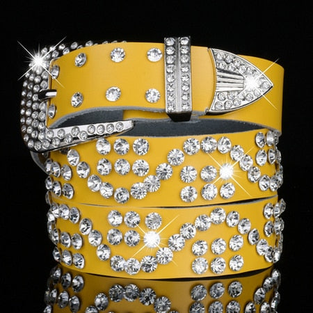 luxury elegant diamond leather belt vintage female 8 / 110cm