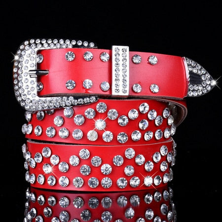 luxury elegant diamond leather belt vintage female 11 / 110cm