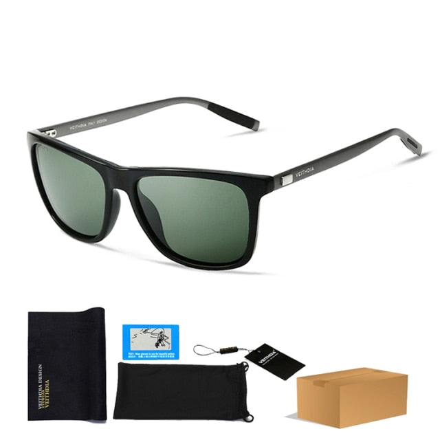 unisex retro aluminum tr90 polarized sunglasses green with bag