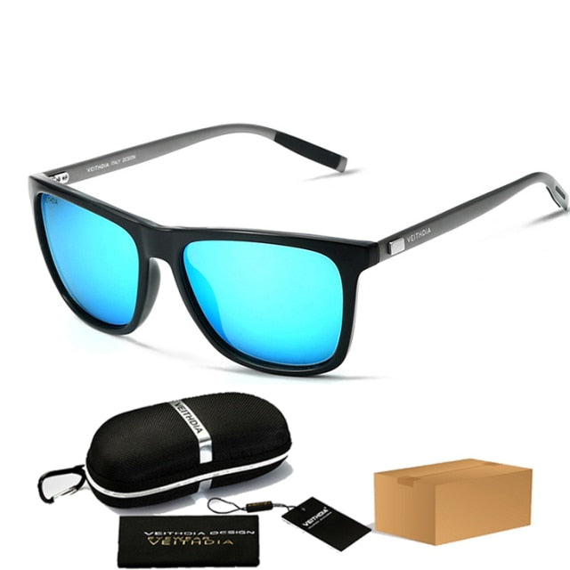 unisex retro aluminum tr90 polarized sunglasses blue with case
