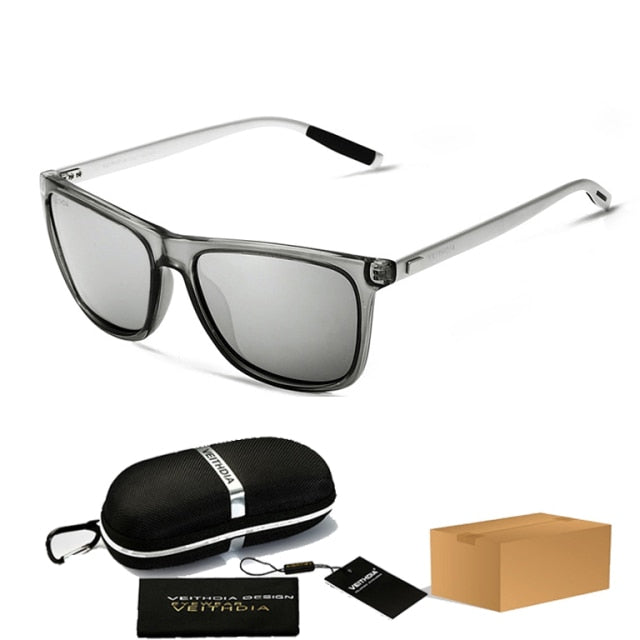 unisex retro aluminum tr90 polarized sunglasses silver with case