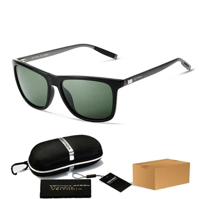 unisex retro aluminum tr90 polarized sunglasses green with case