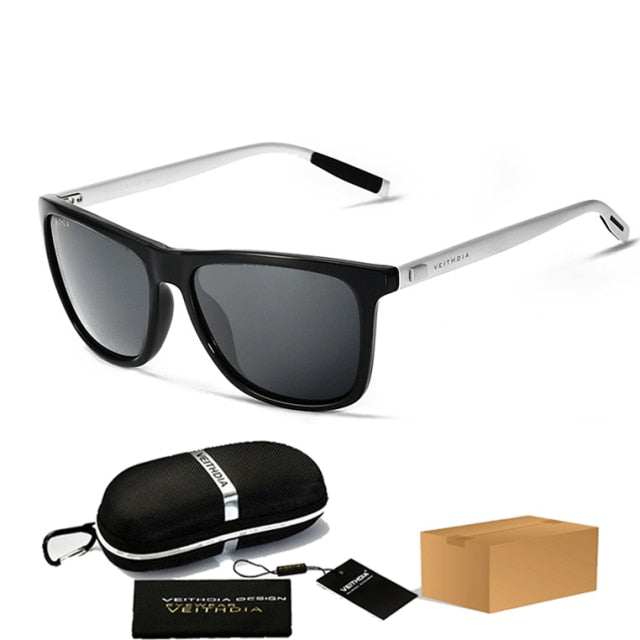 unisex retro aluminum tr90 polarized sunglasses black with case