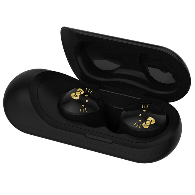 smart touch hifi wireless bluetooth headphone with charging case black