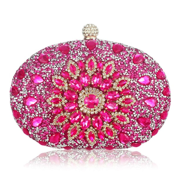 wedding diamond silver floral crystal sling package woman clutch bag cell phone pocket matching wallet purse handbags pink