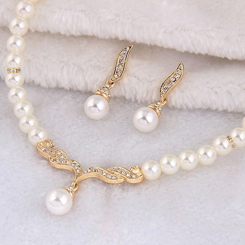 wedding bridal creative pearl jewelry gold