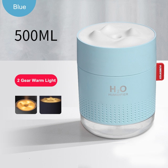 wireless air humidifier usb portable aroma diffuser 2000mah battery rechargeable 500ml blue