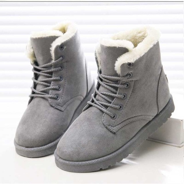 faux suede winter warm women snow boots