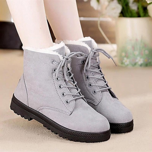 faux suede winter warm women snow boots