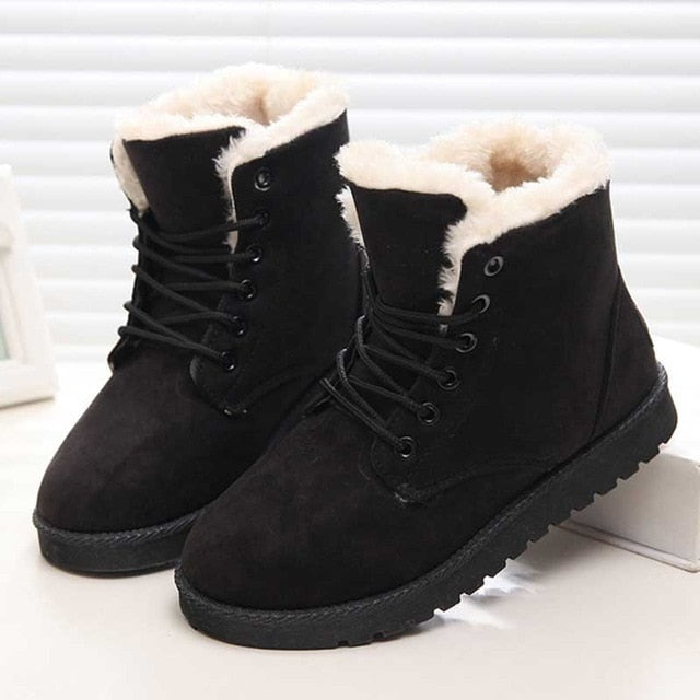 faux suede winter warm women snow boots