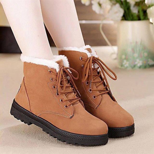 faux suede winter warm women snow boots