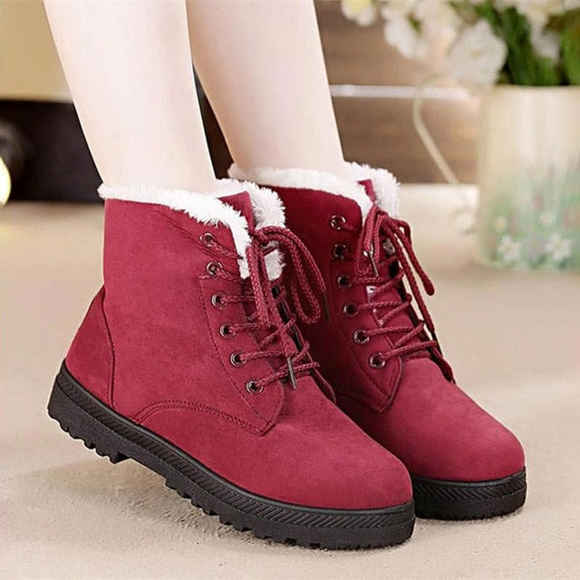 faux suede winter warm women snow boots