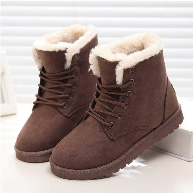 faux suede winter warm women snow boots wsh3132 brown / 12