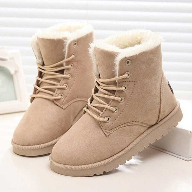 faux suede winter warm women snow boots